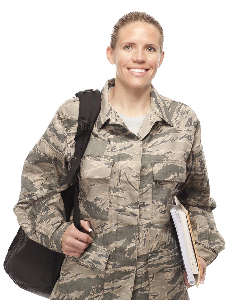 Female Airman in uniform with packpack